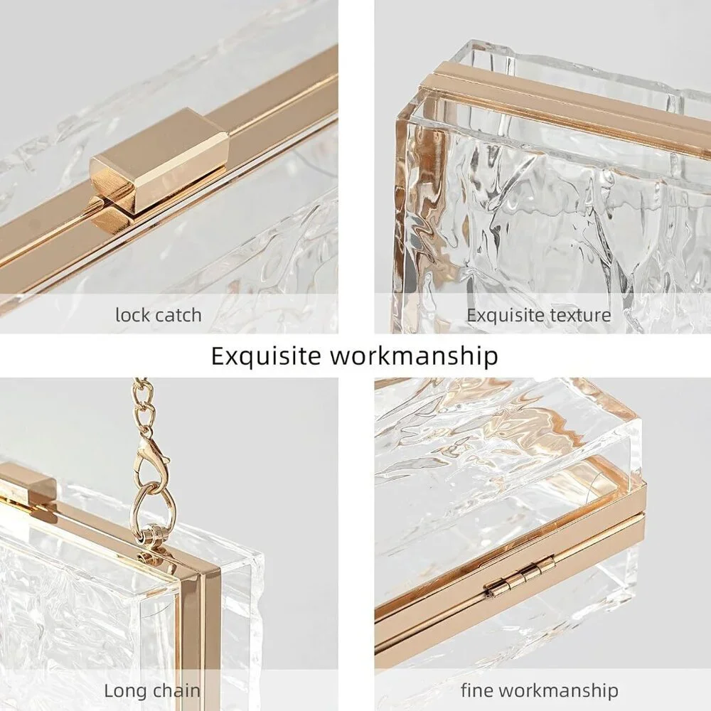 Women's Clear Acrylic Purse Evening Bag Clutch Crossbody Wedding Party